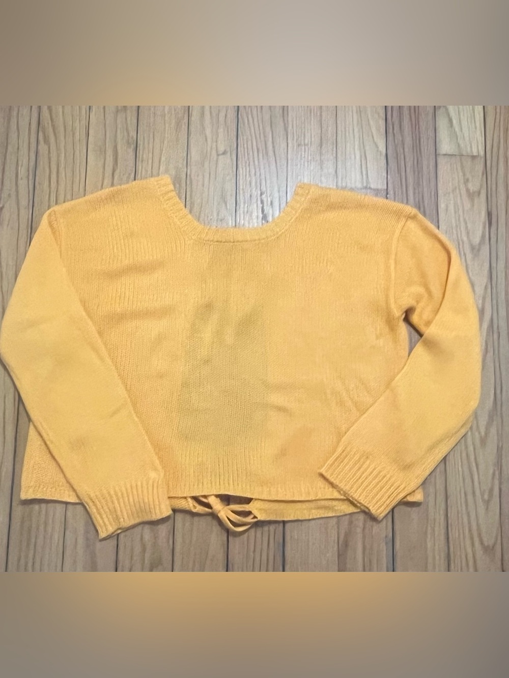 SHEIN Yellow Scoop-Neck Tie-Hem Sweater